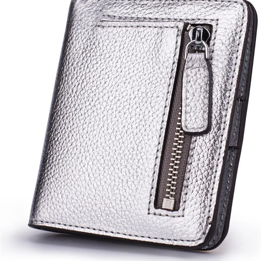 Small Leather Wallet Women's RFID Blocking Compact Bifold Card Holder Purse